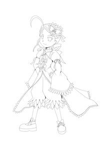 Rating: Safe Score: 0 Tags: 1girl ahoge bow dress full_body hair_ornament image kanaria long_hair monochrome ribbon shoes smile solo standing striped User: admin