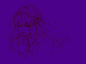 Rating: Safe Score: 0 Tags: 1girl dress finger_to_mouth frills hairband image long_hair looking_at_viewer monochrome open_mouth purple_background purple_theme simple_background solo suigintou upper_body User: admin