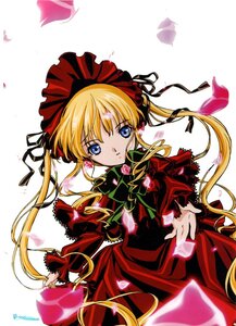 Rating: Safe Score: 0 Tags: 1girl blonde_hair blue_eyes bonnet bow bowtie capelet dress flower green_bow heart image jewelry long_hair long_sleeves looking_at_viewer petals red_dress ribbon rose rose_petals shinku sidelocks simple_background solo twintails white_background User: admin