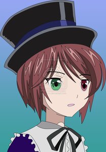 Rating: Safe Score: 0 Tags: 1girl bangs blue_background brown_hair eyebrows_visible_through_hair frills gradient gradient_background green_eyes hat heterochromia image looking_at_viewer portrait red_eyes ribbon short_hair solo souseiseki User: admin