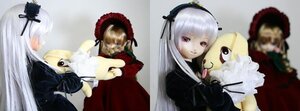 Rating: Safe Score: 0 Tags: blonde_hair doll dress frills hairband long_hair long_sleeves looking_at_viewer multiple_dolls multiple_girls shinku silver_hair suigintou tagme upper_body wings User: admin