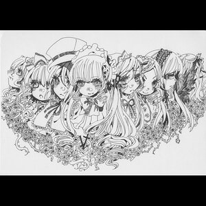 Rating: Safe Score: 0 Tags: 6+girls blush bow flower frills hat image letterboxed long_hair looking_at_viewer monochrome multiple multiple_girls rose siblings sisters suigintou suiseiseki tagme twins User: admin