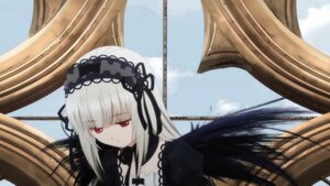 Rating: Safe Score: 0 Tags: 1girl bangs black_ribbon black_wings detached_collar dress frills hairband image long_hair long_sleeves red_eyes rose silver_hair solo suigintou wings User: admin