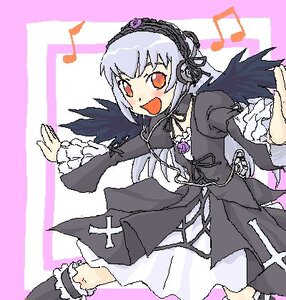 Rating: Safe Score: 0 Tags: 1girl blush cross-laced_clothes dress flower frills hairband image long_hair long_sleeves looking_at_viewer open_mouth rose silver_hair solo suigintou wings User: admin