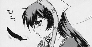 Rating: Safe Score: 0 Tags: 1girl bird blush crying feathers greyscale image long_hair monochrome solo suiseiseki tears User: admin