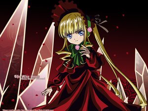 Rating: Safe Score: 0 Tags: 1girl blonde_hair blue_eyes bonnet bow bowtie capelet dress flower green_bow green_neckwear image long_hair long_sleeves looking_at_viewer petals red_capelet red_dress rose rose_petals shinku solo twintails User: admin