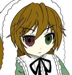 Rating: Safe Score: 0 Tags: 1girl bangs black_ribbon brown_hair dress eyebrows_visible_through_hair green_dress green_eyes image long_sleeves looking_at_viewer neck_ribbon ribbon short_hair simple_background smile solo suiseiseki upper_body white_background User: admin