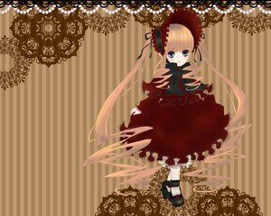 Rating: Safe Score: 0 Tags: 1girl blonde_hair blue_eyes bonnet bow dress drill_hair full_body image long_hair long_sleeves looking_at_viewer red_dress shinku shoes solo standing striped striped_background twintails very_long_hair User: admin