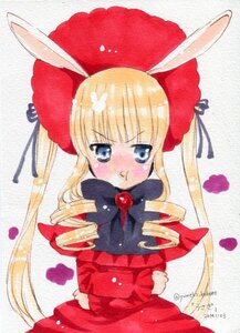 Rating: Safe Score: 0 Tags: 1girl animal_ears blonde_hair blue_eyes blush bow bunny_ears crossed_arms drill_hair flower frown image long_hair long_sleeves looking_at_viewer petals pout rose rose_petals shinku solo traditional_media twin_drills User: admin
