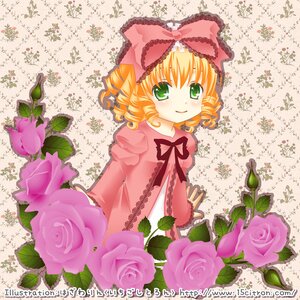 Rating: Safe Score: 0 Tags: 1girl blonde_hair bow dress drill_hair flower frills green_eyes hina_ichigo hinaichigo image long_sleeves pink_bow pink_dress pink_flower pink_rose purple_flower purple_rose rose short_hair smile solo User: admin