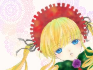 Rating: Safe Score: 0 Tags: 1girl blonde_hair blue_eyes bonnet bow bowtie flower image long_hair looking_at_viewer pink_rose portrait rose shinku solo twintails User: admin