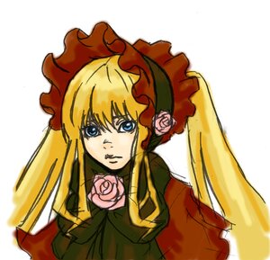 Rating: Safe Score: 0 Tags: 1girl auto_tagged bangs blonde_hair blue_eyes bonnet bow bowtie dress flower image long_hair long_sleeves looking_at_viewer pink_flower pink_rose rose shinku simple_background solo twintails upper_body white_background User: admin