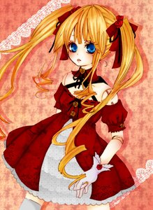 Rating: Safe Score: 0 Tags: 1girl bare_shoulders blonde_hair blue_eyes bow detached_sleeves dress flower gloves hair_ornament hair_ribbon image long_hair red_dress ribbon shinku solo thighhighs twintails zettai_ryouiki User: admin