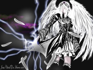 Rating: Safe Score: 0 Tags: 1girl angel angel_wings auto_tagged bird black_feathers dove feathered_wings feathers greyscale image monochrome multiple_wings solo suigintou thighhighs weapon white_feathers white_wings wings User: admin