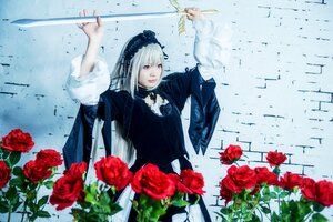 Rating: Safe Score: 0 Tags: 1girl choker dress flower hairband long_hair red_flower red_rose rose solo suigintou sword thorns weapon white_hair User: admin