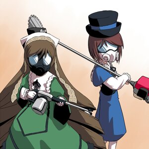 Rating: Safe Score: 0 Tags: braid brown_hair dress green_dress hat image long_hair long_sleeves multiple_girls pair ribbon souseiseki suiseiseki top_hat User: admin