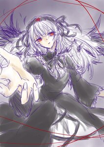 Rating: Safe Score: 0 Tags: 1girl black_dress black_ribbon black_wings dress flower frills hairband image juliet_sleeves long_hair long_sleeves looking_at_viewer puffy_sleeves red_eyes ribbon rose solo suigintou wings User: admin