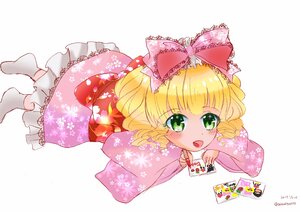 Rating: Safe Score: 0 Tags: 1girl blonde_hair bow drill_hair floral_print frills full_body green_eyes hair_bow hina_ichigo hinaichigo image japanese_clothes kimono looking_at_viewer open_mouth pink_bow short_hair smile solo striped twitter_username white_legwear wide_sleeves User: admin