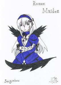 Rating: Safe Score: 0 Tags: 1girl artist_name black_wings dated dress frilled_sleeves frills gradient gradient_background hairband image juliet_sleeves long_hair long_sleeves looking_at_viewer puffy_sleeves signature solo suigintou white_background wings User: admin