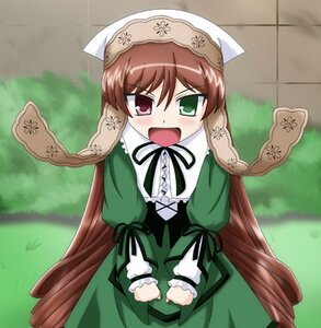 Rating: Safe Score: 0 Tags: 1girl :d blush brown_hair dress green_dress green_eyes head_scarf heterochromia image long_hair long_sleeves looking_at_viewer open_mouth outdoors red_eyes smile solo suiseiseki twintails User: admin