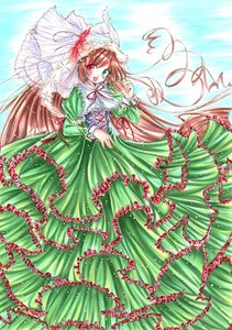 Rating: Safe Score: 0 Tags: 1girl bonnet brown_hair dress flower frills green_dress green_eyes hat heterochromia image long_hair long_sleeves looking_at_viewer open_mouth red_eyes smile solo suiseiseki very_long_hair User: admin