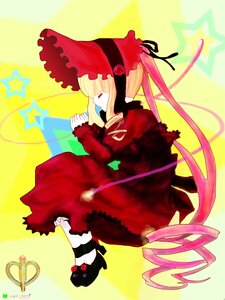 Rating: Safe Score: 0 Tags: 1girl blonde_hair bonnet bow dress frills full_body hat image long_hair long_sleeves red_dress red_eyes ribbon rose shinku solo star_(symbol) twintails very_long_hair yellow_background User: admin