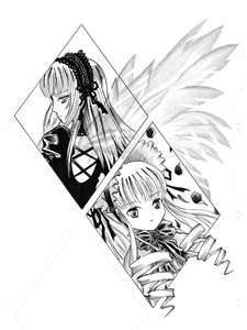 Rating: Safe Score: 0 Tags: 2girls blush comic dress flower frills greyscale hairband image long_hair long_sleeves looking_at_viewer monochrome multiple_girls pair shinku simple_background suigintou upper_body wings User: admin