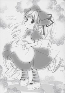 Rating: Safe Score: 0 Tags: 1girl apron bow doujinshi doujinshi_#112 dress drill_hair full_body greyscale hair_bow image long_hair monochrome multiple shoes solo standing traditional_media very_long_hair User: admin