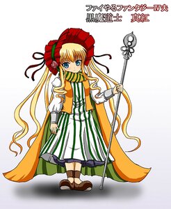 Rating: Safe Score: 0 Tags: 1girl blonde_hair blue_eyes bonnet brown_footwear dress flower full_body image long_hair long_sleeves looking_at_viewer scarf shinku shoes solo staff standing striped striped_scarf vertical_stripes very_long_hair User: admin