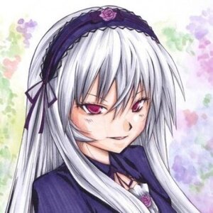 Rating: Safe Score: 0 Tags: 1girl blurry dress flower frills hairband image long_hair long_sleeves looking_at_viewer purple_flower rose silver_hair smile solo suigintou User: admin