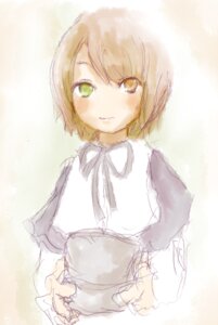 Rating: Safe Score: 0 Tags: 1girl blush brown_hair dress green_eyes image long_sleeves looking_at_viewer ribbon short_hair sketch solo souseiseki User: admin