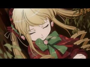 Rating: Safe Score: 0 Tags: 1girl black_border blonde_hair bow bowtie closed_eyes dress flower image letterboxed long_hair long_sleeves pink_bow rose shinku solo User: admin