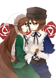 Rating: Safe Score: 0 Tags: 2girls brown_hair dress frills green_dress hat head_scarf heterochromia holding_hands image interlocked_fingers long_hair long_sleeves multiple_girls pair red_eyes short_hair siblings sisters smile souseiseki striped_background suiseiseki top_hat twins very_long_hair User: admin