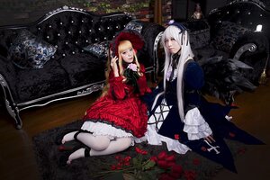 Rating: Safe Score: 0 Tags: 2girls blonde_hair blue_eyes dress flower frills gothic_lolita lolita_fashion long_hair looking_at_viewer multiple_cosplay multiple_girls nail_polish ribbon sitting tagme wide_sleeves User: admin