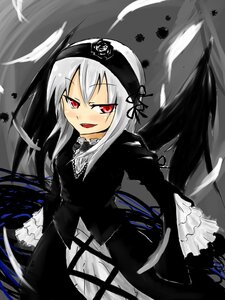 Rating: Safe Score: 0 Tags: 1girl black_dress black_feathers black_wings dress feathered_wings feathers frilled_sleeves frills hairband image long_hair long_sleeves looking_at_viewer open_mouth red_eyes silver_hair smile solo suigintou wings User: admin