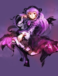 Rating: Safe Score: 0 Tags: 1girl dress frilled_sleeves frills full_body hairband image lolita_hairband long_hair long_sleeves looking_at_viewer pink_eyes purple_background rose solo suigintou very_long_hair wings User: admin