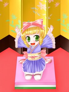 Rating: Safe Score: 0 Tags: 1girl :d autumn_leaves blonde_hair blush bow dress frills full_body green_eyes hair_bow hinaichigo image japanese_clothes kimono leaf long_sleeves looking_at_viewer open_mouth pink_bow sash short_hair smile solo white_legwear User: admin