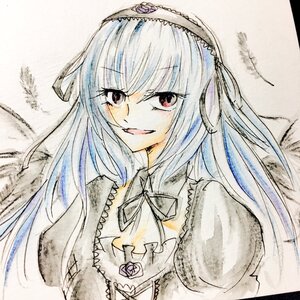 Rating: Safe Score: 0 Tags: 1girl colored_pencil_(medium) eyebrows_visible_through_hair graphite_(medium) hairband image long_hair looking_at_viewer smile solo suigintou traditional_media upper_body User: admin