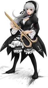 Rating: Safe Score: 0 Tags: 1girl black_legwear boots breasts dress electric_guitar frilled_sleeves frills full_body gothic_lolita hairband image instrument lolita_fashion lolita_hairband long_hair long_sleeves silver_hair solo standing suigintou underwear User: admin
