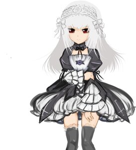 Rating: Safe Score: 0 Tags: 1girl black_legwear dress frills hairband image long_hair long_sleeves looking_at_viewer red_eyes ribbon silver_hair simple_background solo suigintou thighhighs very_long_hair white_background User: admin