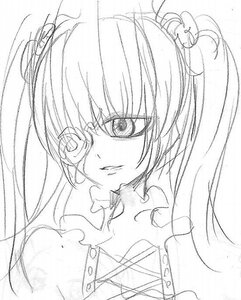 Rating: Safe Score: 0 Tags: 1girl greyscale hair_ornament image kirakishou long_hair looking_at_viewer monochrome sketch solo twintails User: admin