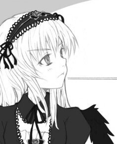 Rating: Safe Score: 0 Tags: 1girl closed_mouth detached_collar dress frills greyscale hairband image long_hair long_sleeves monochrome neck_ribbon ribbon simple_background solo suigintou upper_body User: admin