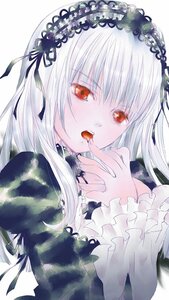 Rating: Safe Score: 3 Tags: 1girl bangs black_dress black_ribbon dress eyebrows_visible_through_hair flower frills gothic_lolita hairband image juliet_sleeves lolita_fashion long_hair long_sleeves looking_at_viewer open_mouth puffy_sleeves red_eyes ribbon rose silver_hair solo suigintou upper_body white_background User: admin