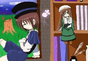 Rating: Safe Score: 0 Tags: 1girl auto_tagged blue_dress brown_hair closed_eyes dress green_dress green_eyes hat head_scarf image long_hair long_sleeves outdoors pair siblings sisters souseiseki standing suiseiseki twins very_long_hair User: admin