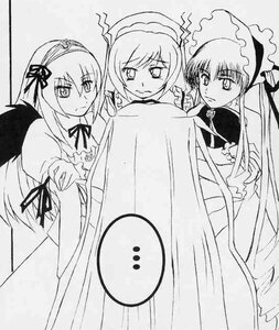 Rating: Safe Score: 0 Tags: 3girls blush dress greyscale hat image long_hair long_sleeves looking_at_viewer monochrome multiple multiple_girls shinku siblings simple_background suigintou suiseiseki tagme very_long_hair wings User: admin