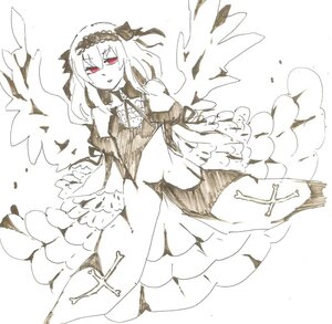 Rating: Safe Score: 0 Tags: 1girl bangs bare_shoulders dress eyebrows_visible_through_hair feathered_wings feathers frilled_hairband frills hairband image lolita_hairband long_hair long_sleeves looking_at_viewer monochrome red_eyes sleeves_past_wrists solo spot_color suigintou wings User: admin