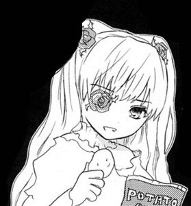 Rating: Safe Score: 0 Tags: 1girl black_background dress eyebrows_visible_through_hair food greyscale hair_ornament image kirakishou long_hair looking_at_viewer monochrome open_mouth simple_background solo two_side_up upper_body User: admin