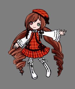 Rating: Safe Score: 0 Tags: 1girl boots brown_hair dress drill_hair full_body green_eyes hat heterochromia image long_hair long_sleeves looking_at_viewer outstretched_arms pantyhose plaid_dress ringlets simple_background smile solo standing suiseiseki twin_drills twintails very_long_hair white_background white_footwear User: admin