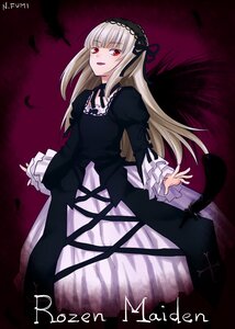 Rating: Safe Score: 0 Tags: 1girl black_dress character_name dated dress feathers frilled_sleeves frills hairband image long_hair long_sleeves looking_at_viewer open_mouth puffy_sleeves red_eyes silver_hair smile solo suigintou wings User: admin