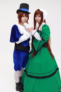 Rating: Safe Score: 0 Tags: 2girls blue_dress blue_eyes boots brown_hair dress green_eyes hat holding_hands lips long_hair makeup multiple_cosplay multiple_girls short_hair siblings sisters tagme top_hat twins User: admin